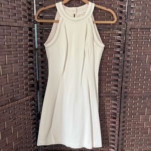 Rachel Roy Cream Leather High Neck Dress Size 0